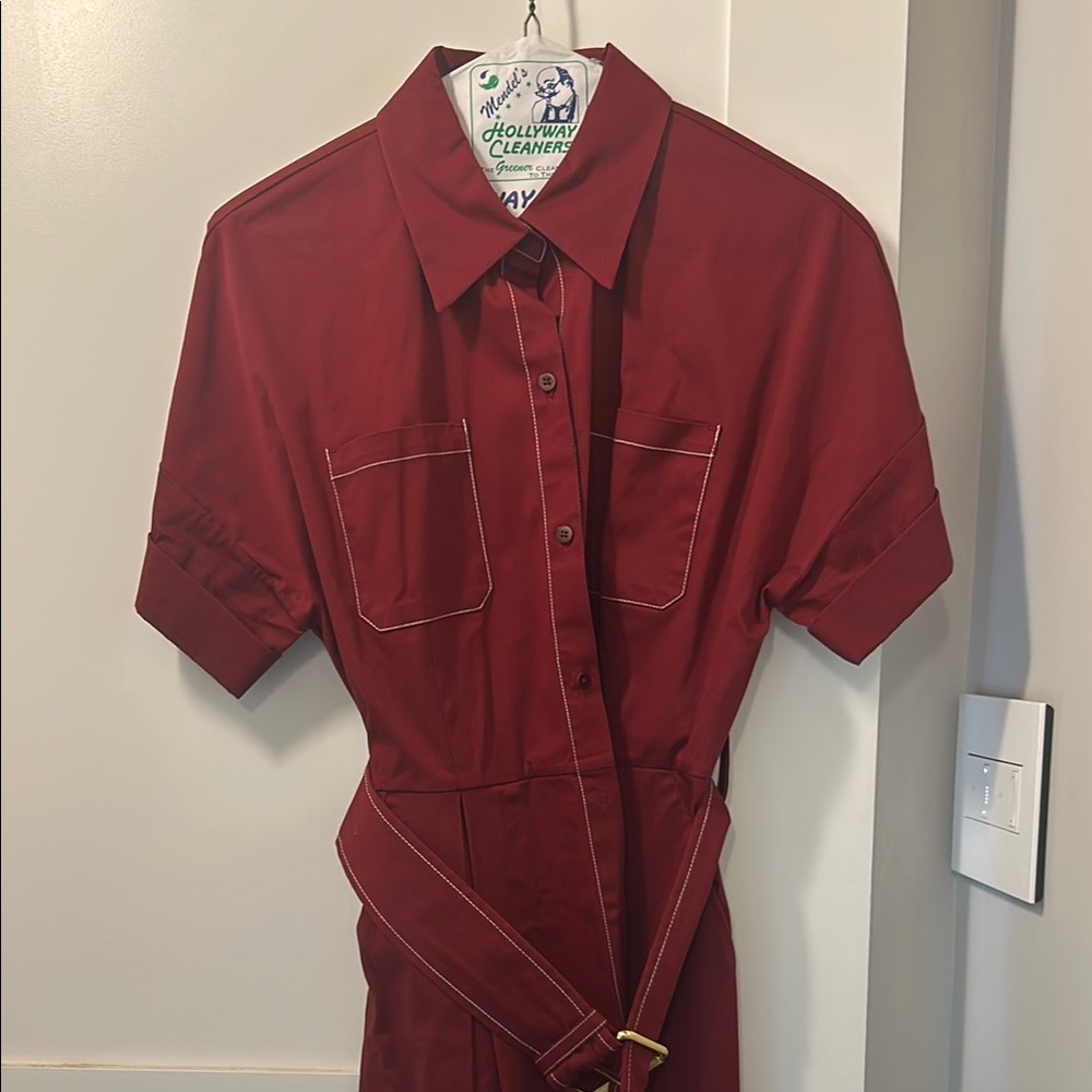 Diane von Furtenberg Red Button-Up dress with Belt